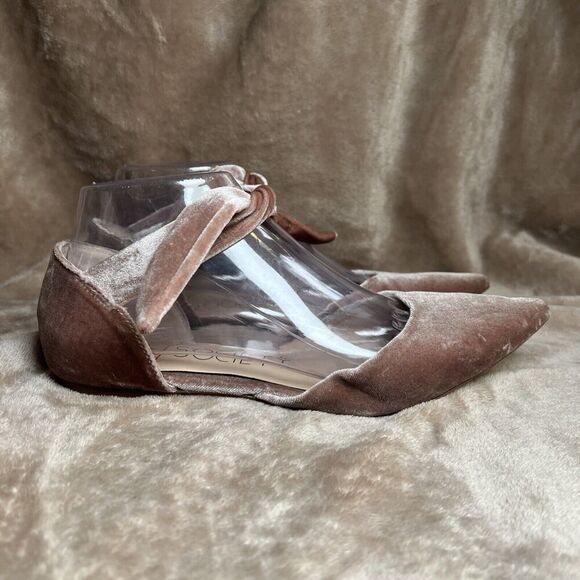 Sole Society So-Teena‎ Pink Blush Velvet Flats With Ribbon Tie Women's Size 7M - Picture 1 of 8